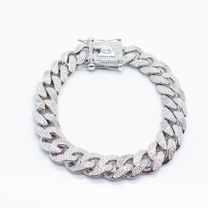 925 Sterling Silver C Z Cuban Link Bracelet 8"