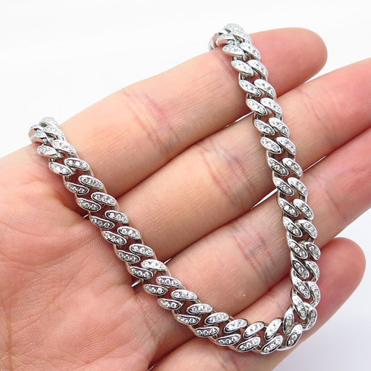 925 Sterling Silver C Z Cuban Chain Necklace 24"