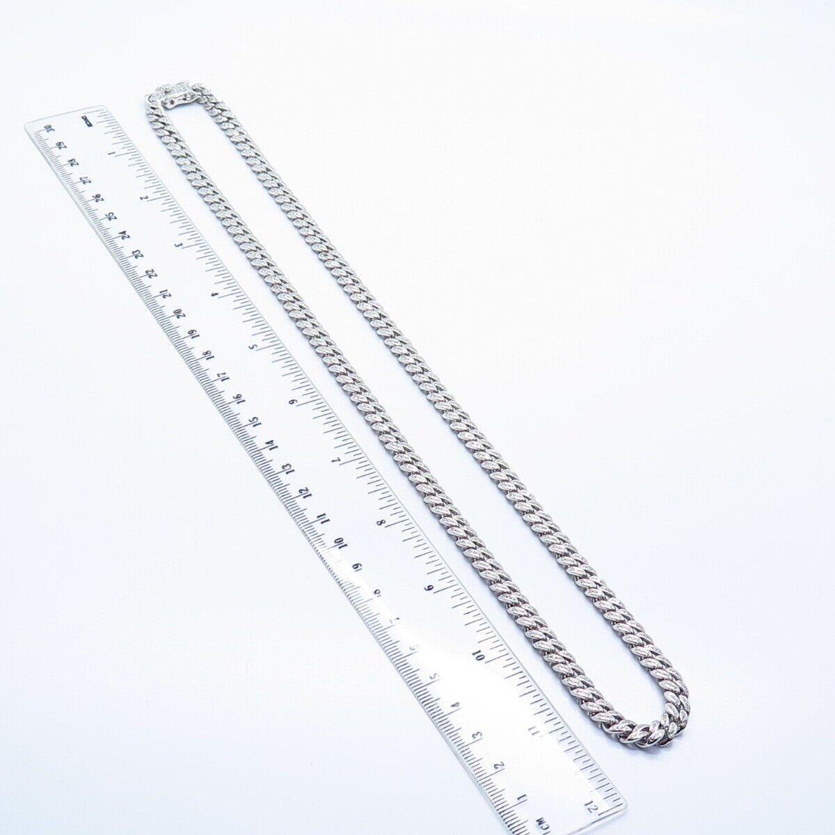 925 Sterling Silver C Z Cuban Chain Necklace 24"