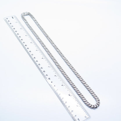 925 Sterling Silver C Z Cuban Chain Necklace 24"