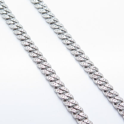 925 Sterling Silver C Z Cuban Chain Necklace 24"