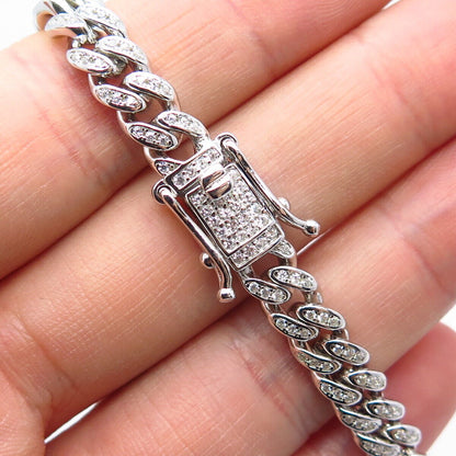 925 Sterling Silver C Z Cuban Chain Necklace 24"