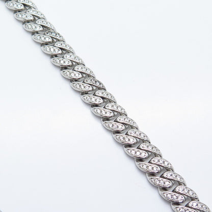 925 Sterling Silver C Z Cuban Link Bracelet 7.75"