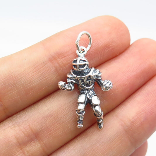 925 Sterling Silver Vintage Shube Baseball Player Charm Pendant