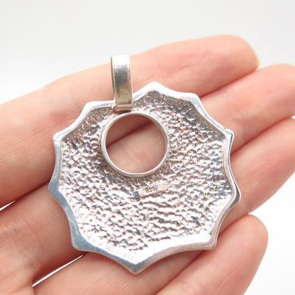 925 Sterling Silver Vintage Modernist Ribbed Pendant
