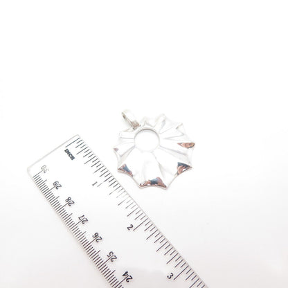 925 Sterling Silver Vintage Modernist Ribbed Pendant