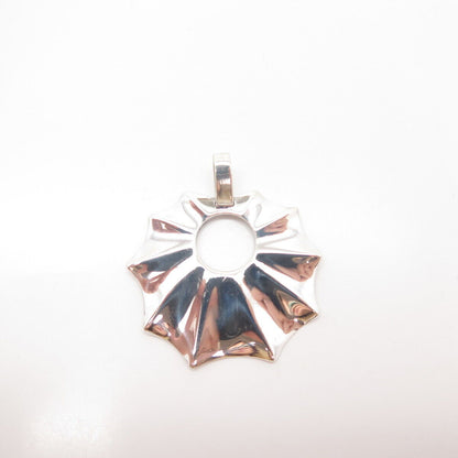 925 Sterling Silver Vintage Modernist Ribbed Pendant