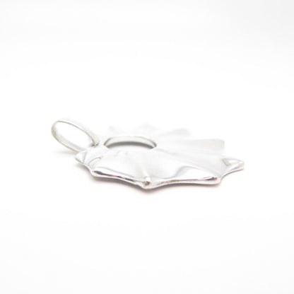 925 Sterling Silver Vintage Modernist Ribbed Pendant