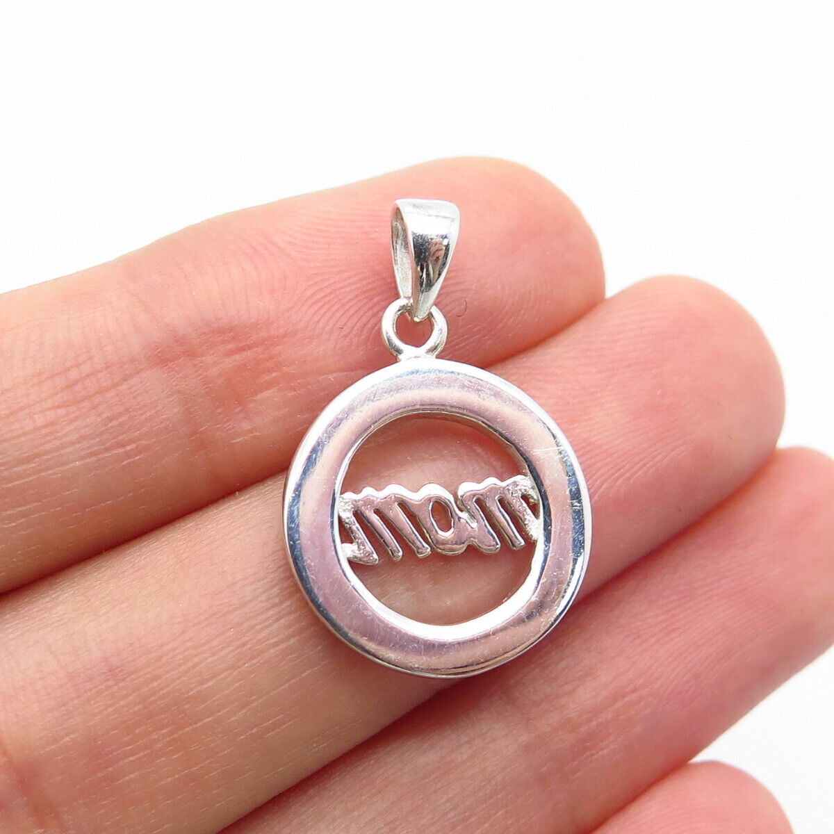 925 Sterling Silver Vintage "Mom" Pendant