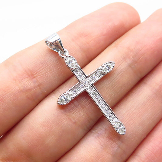 925 Sterling Silver C Z Cross Pendant