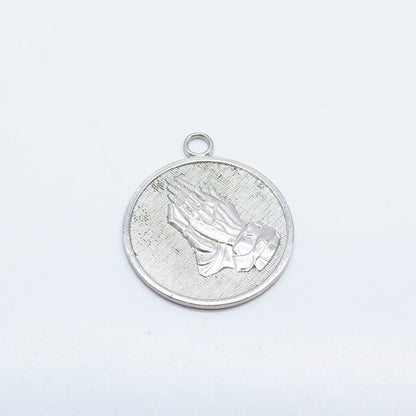 925 Sterling Silver Vintage Hands In Prayer Pendant