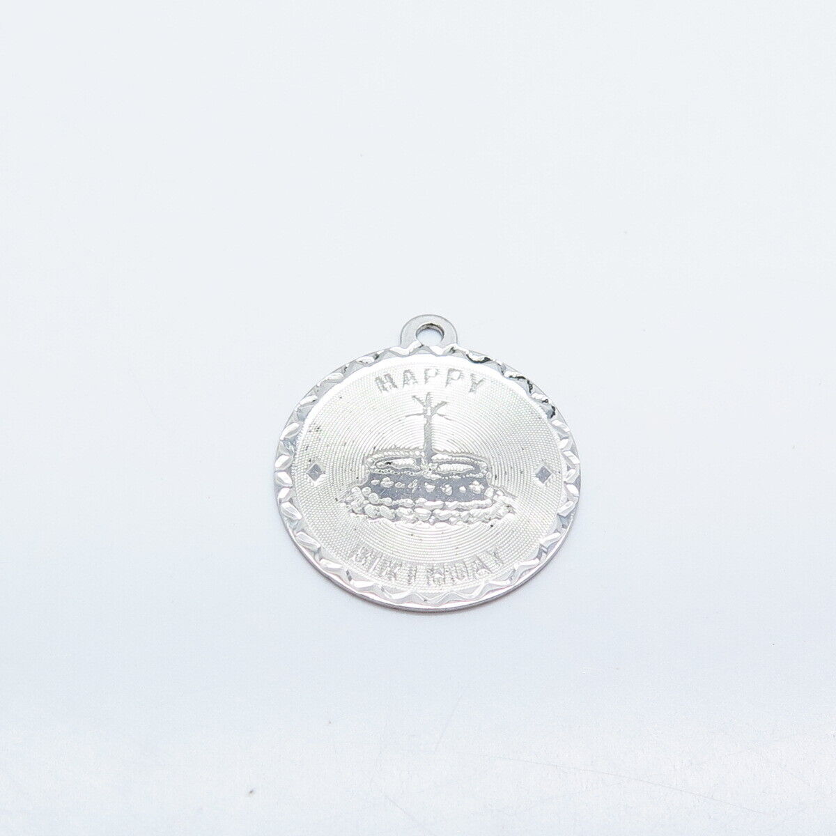 925 Sterling Silver Vintage Crea "Happy Birthday" Cake Pendant