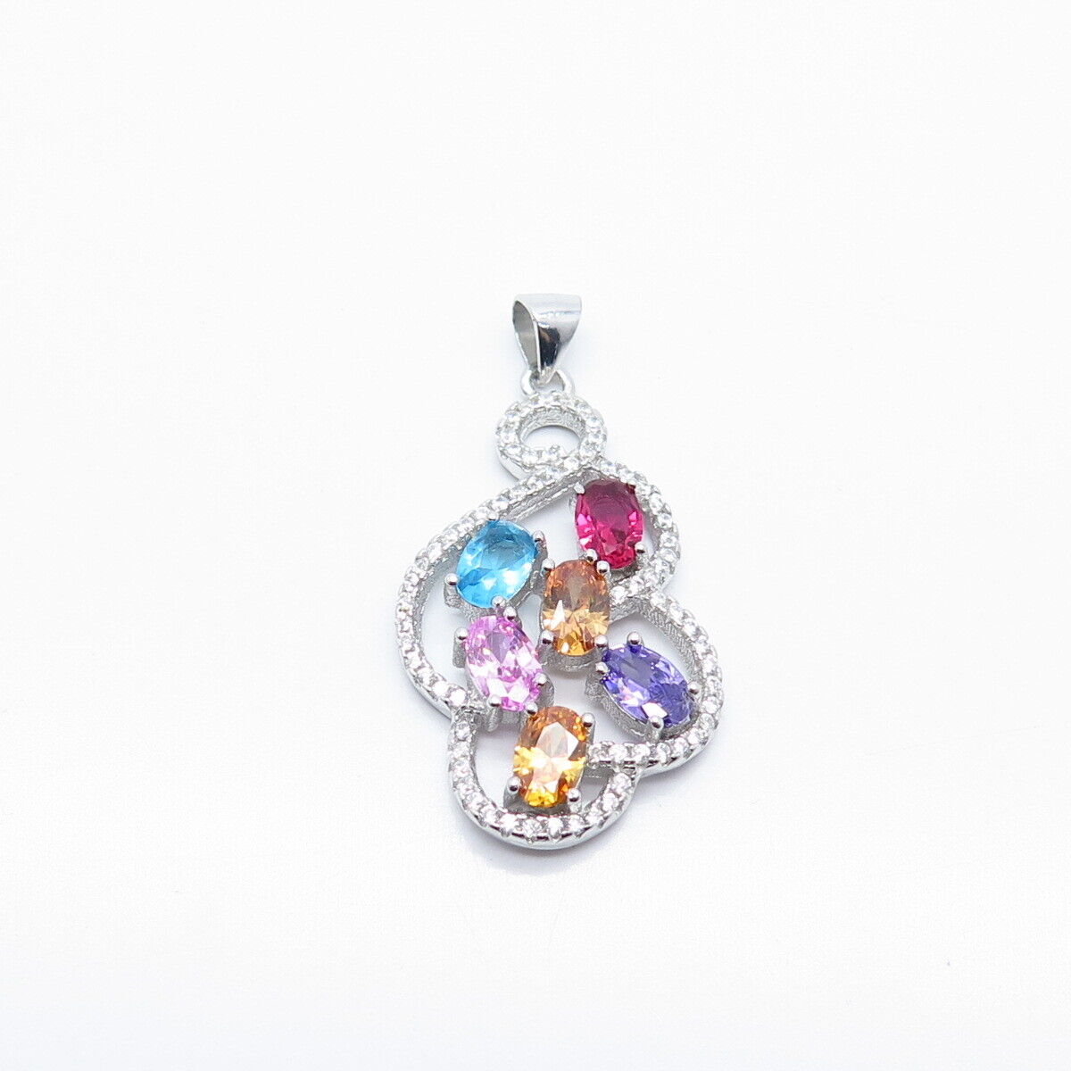 925 Sterling Silver Multi-Color C Z Pendant