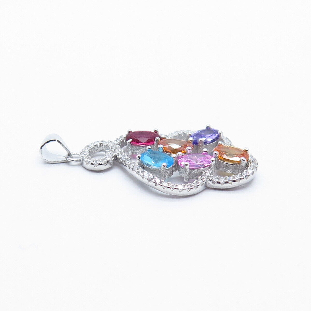 925 Sterling Silver Multi-Color C Z Pendant