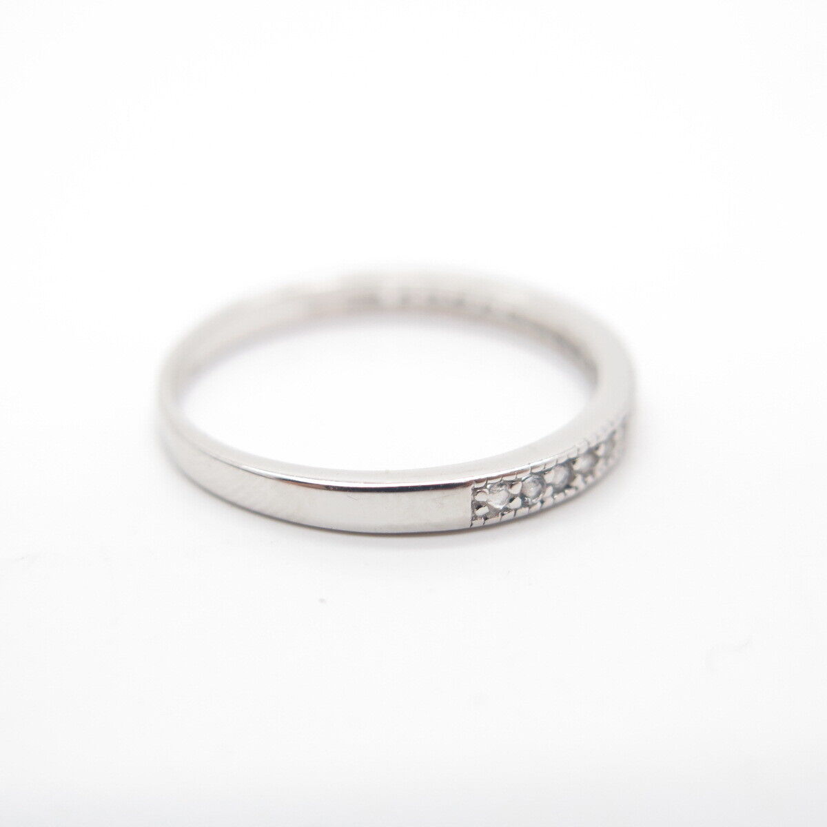 925 Sterling Silver C Z Thin Band Ring Size 8