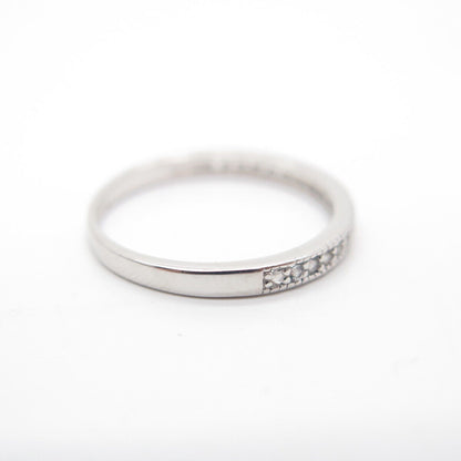 925 Sterling Silver C Z Thin Band Ring Size 8