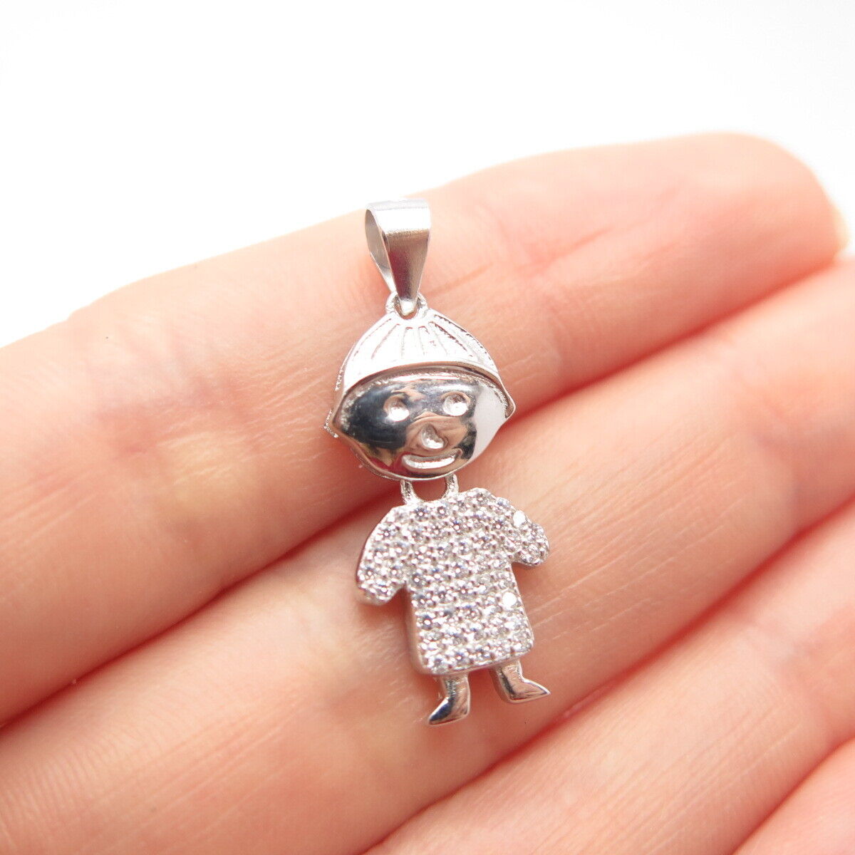 925 Sterling Silver C Z Boy Pendant