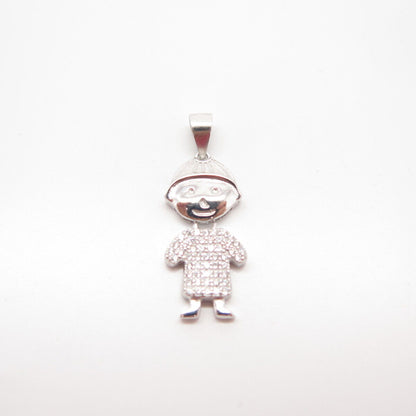 925 Sterling Silver C Z Boy Pendant