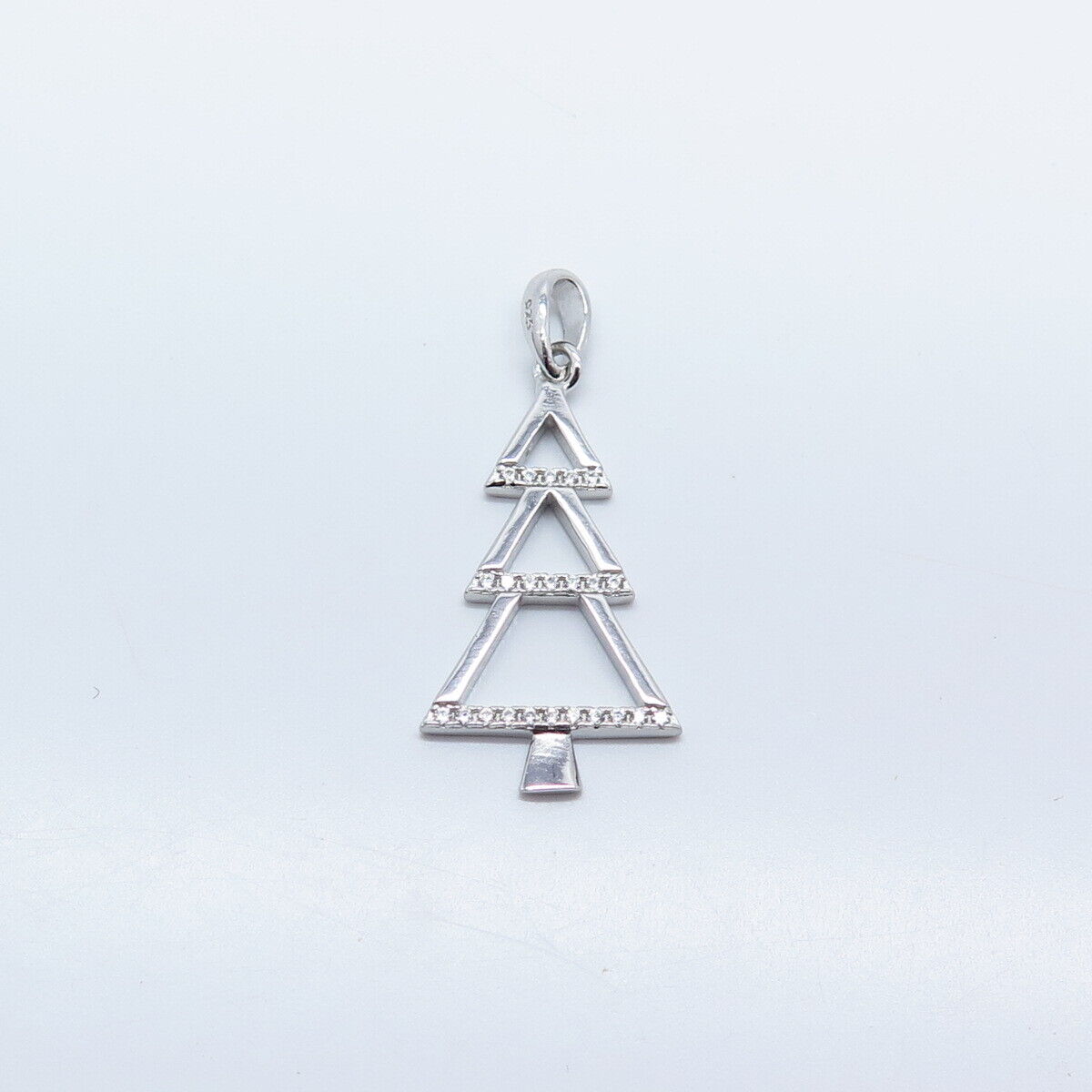 925 Sterling Silver C Z New Year Tree Charm Pendant