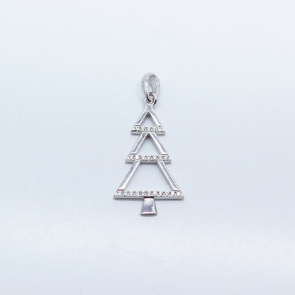 925 Sterling Silver C Z New Year Tree Charm Pendant