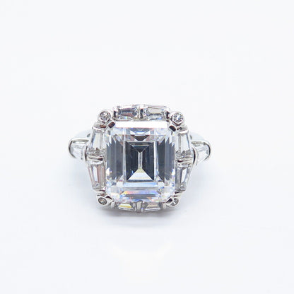 925 Sterling Silver Radiant-Cut C Z Ring Size 7