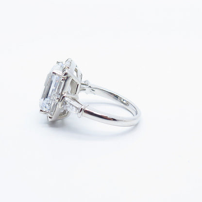 925 Sterling Silver Radiant-Cut C Z Ring Size 7