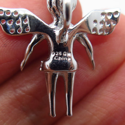 925 Sterling Silver C Z Baby Angel w/ Crown Pendant