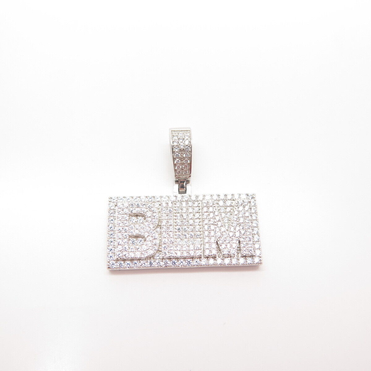 925 Sterling Silver Pave C Z "Bom" Pendant