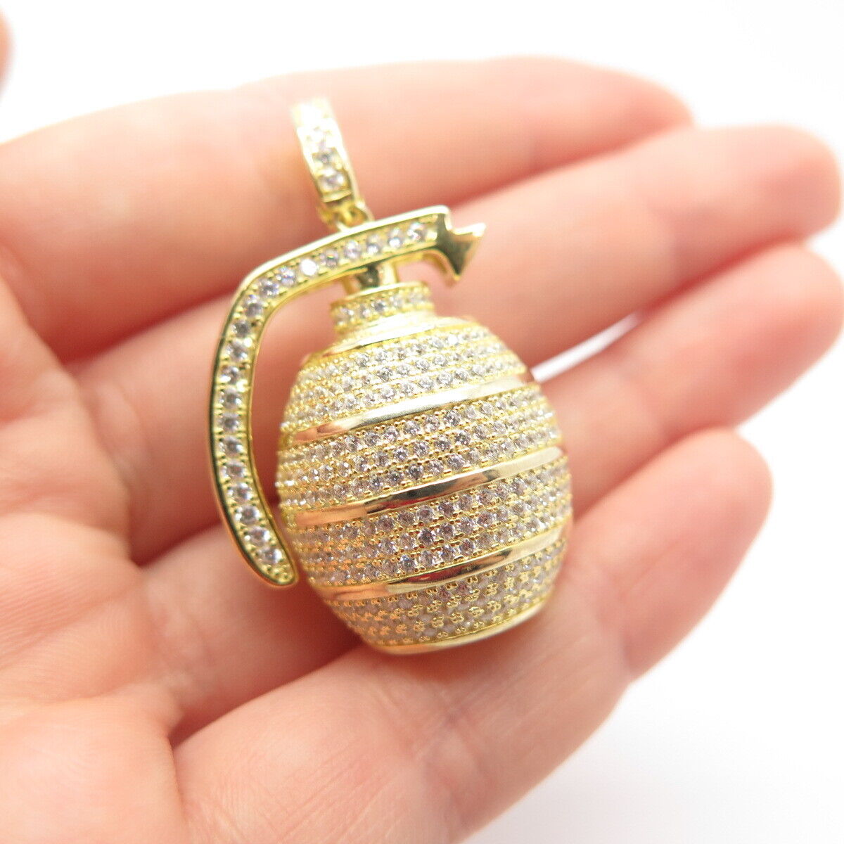 925 Sterling Silver Gold Plated Pave C Z Perfume Bottle Pendant