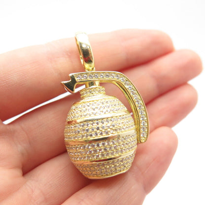 925 Sterling Silver Gold Plated Pave C Z Perfume Bottle Pendant