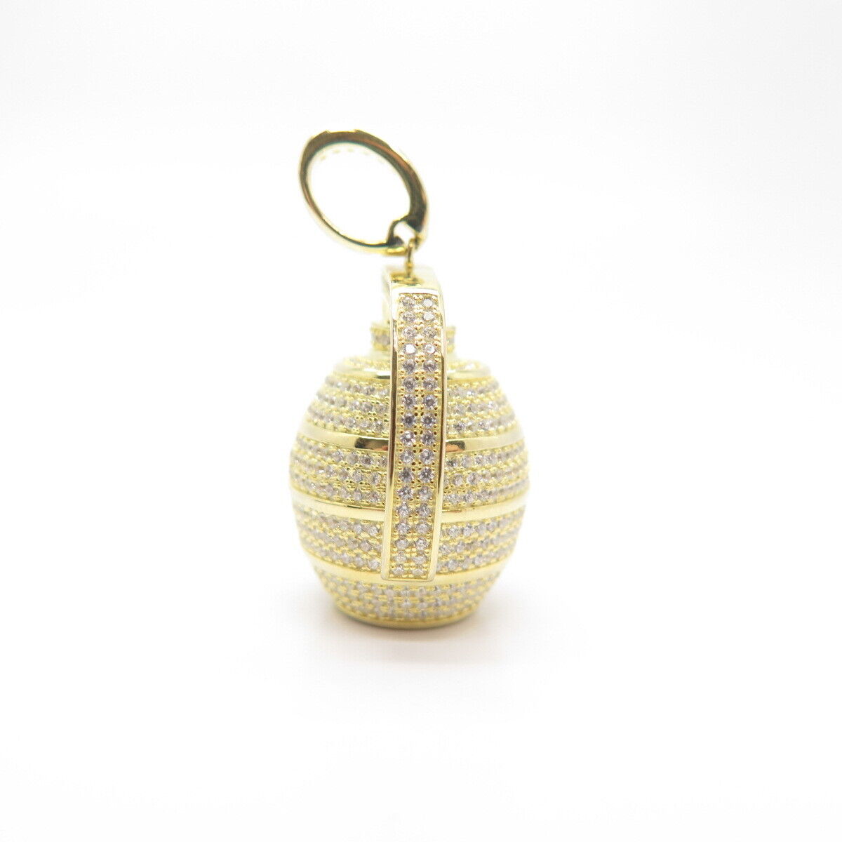 925 Sterling Silver Gold Plated Pave C Z Perfume Bottle Pendant