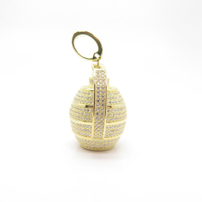 925 Sterling Silver Gold Plated Pave C Z Perfume Bottle Pendant