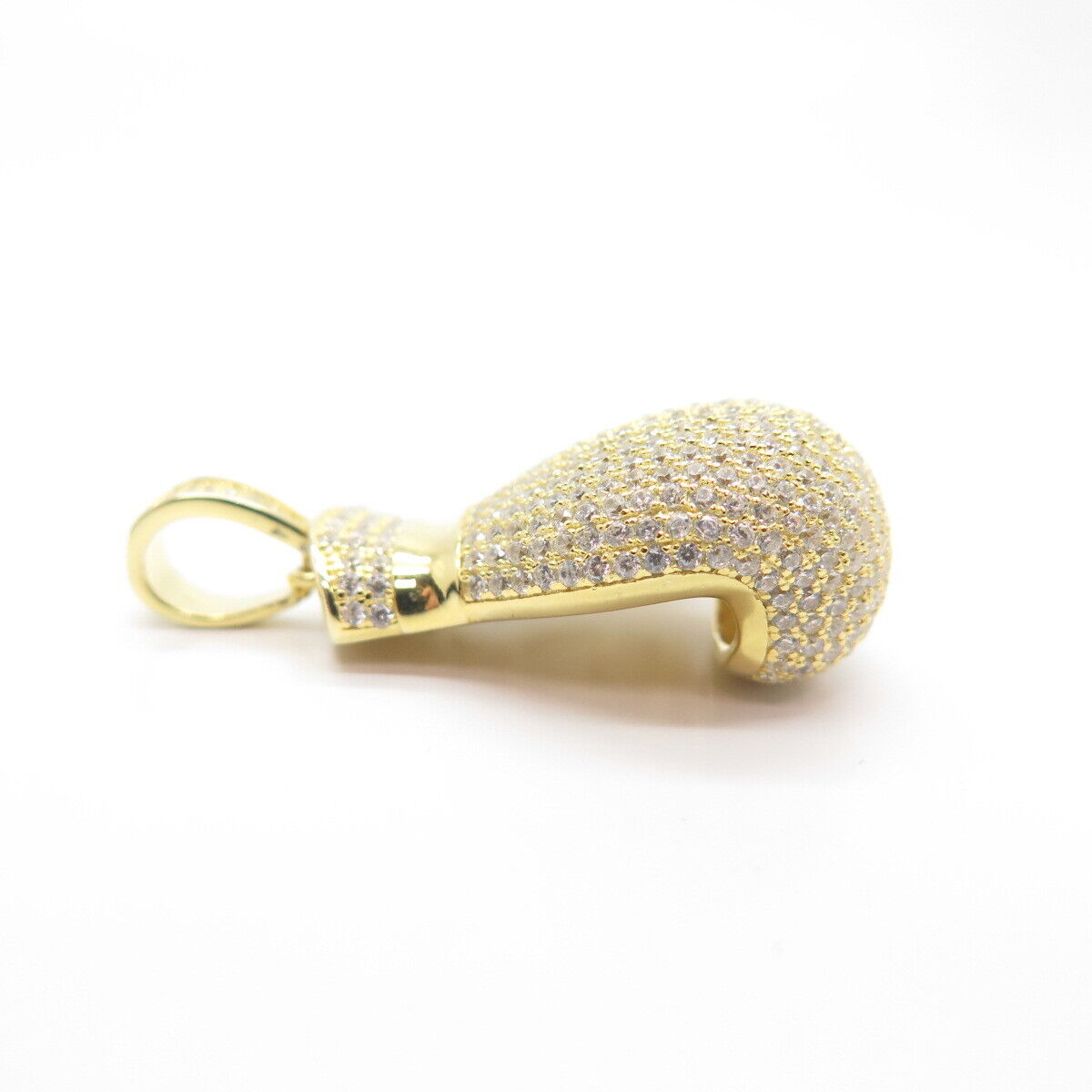 925 Sterling Silver Gold Plated Pave C Z Glove Pendant