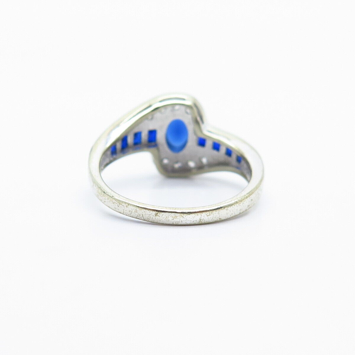 925 Sterling Silver White & Blue C Z Ring Size 6.25