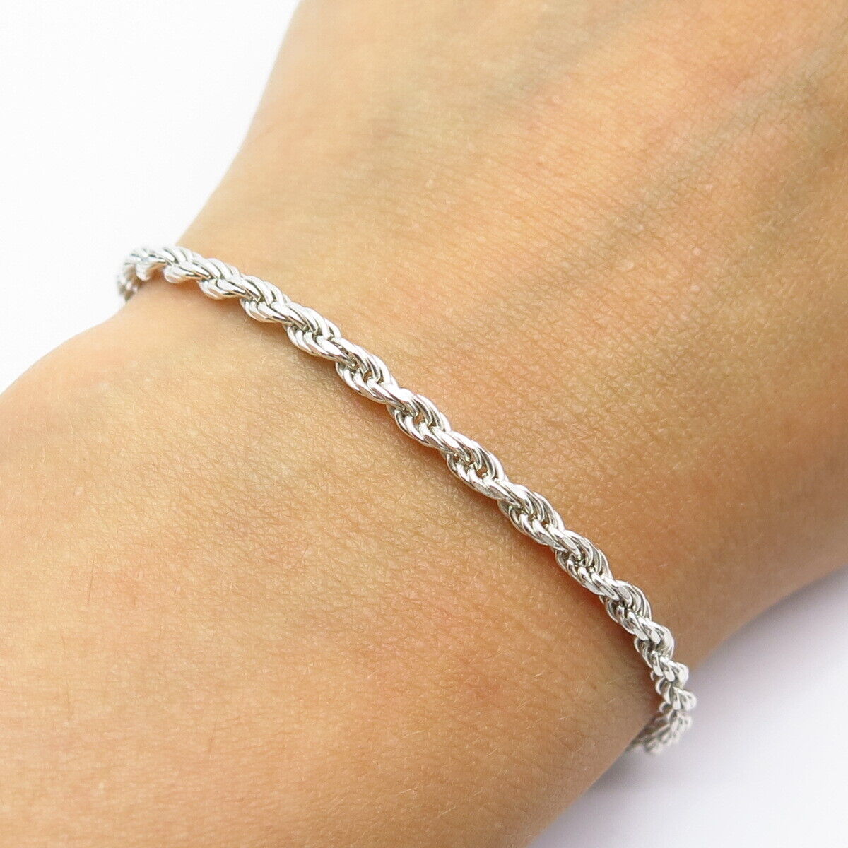 925 Sterling Silver Twisted Rope Link Bracelet 7.75"