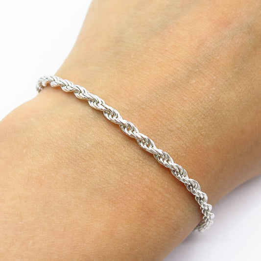 925 Sterling Silver Twisted Rope Link Bracelet 7.75"