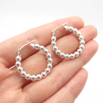 925 Sterling Silver Italy Ball Hoop Earrings