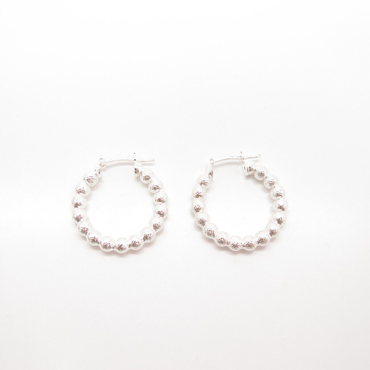 925 Sterling Silver Italy Ball Hoop Earrings