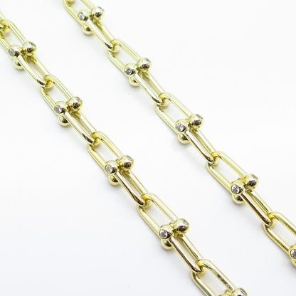 925 Sterling Silver Gold Plated C Z Headwear Chain Necklace 16"