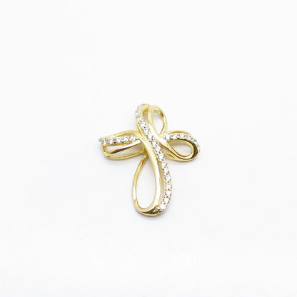 925 Sterling Silver Gold Plated C Z Religious Cross Slide Pendant