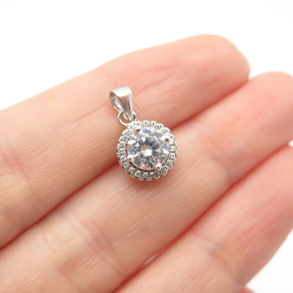 925 Sterling Silver C Z Round Charm Pendant