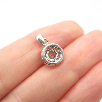 925 Sterling Silver C Z Round Charm Pendant