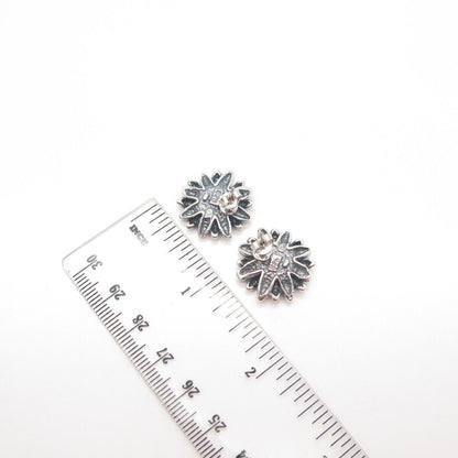 925 Sterling Silver Vintage Floral Sud Earrings