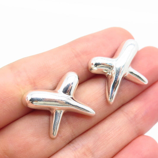 925 Sterling Silver Vintage Crossover Stud Earrings