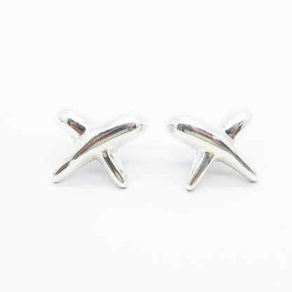 925 Sterling Silver Vintage Crossover Stud Earrings