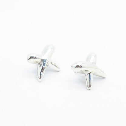 925 Sterling Silver Vintage Crossover Stud Earrings