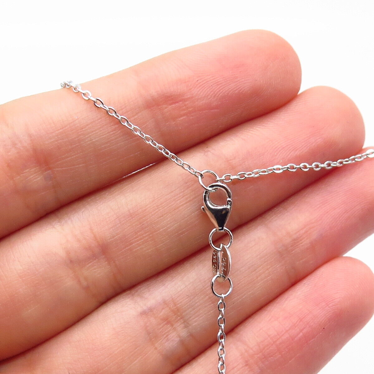 925 Sterling Silver C Z Heart Pendant Rolo Chain Necklace 16"