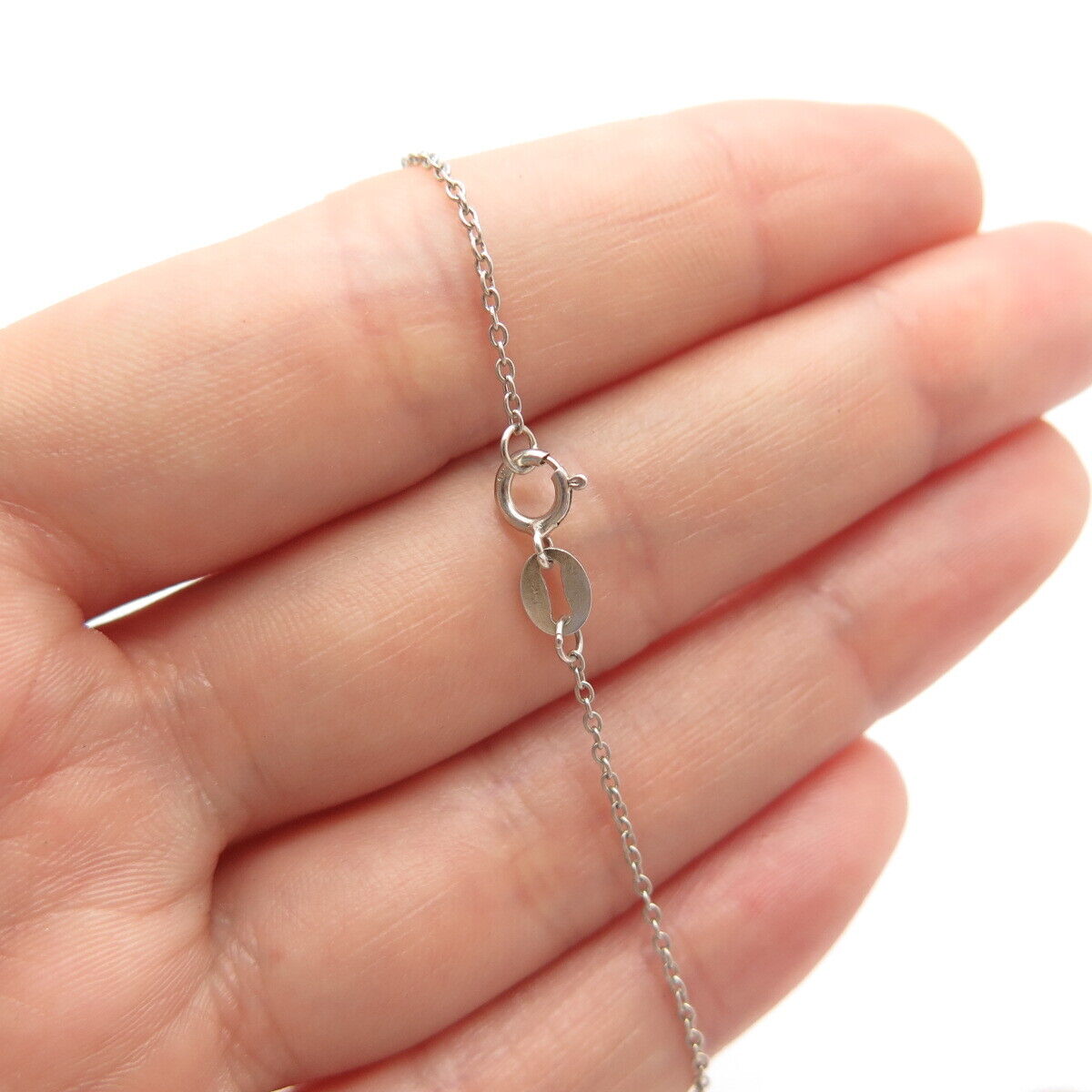 925 Sterling Silver C Z Double Heart Pendant Rolo Chain Necklace 20"