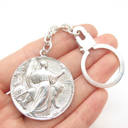 Coin Silver Antique Spain "Alphonse XIII Victoria" Anniversary Medal Key Ring