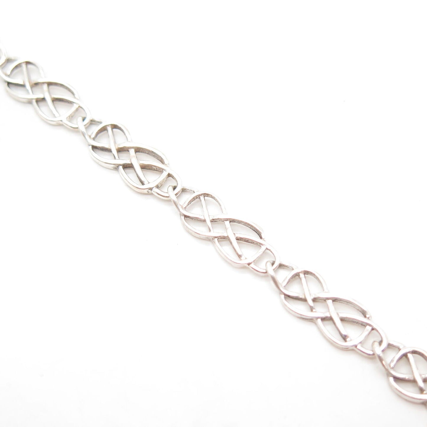 925 Sterling Silver Vintage Infinity Link Bracelet 7.25"